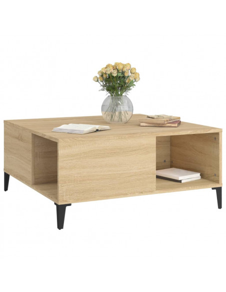 Tavolino Salotto Rovere Sonoma 80x80x36,5 cm Legno Multistrato