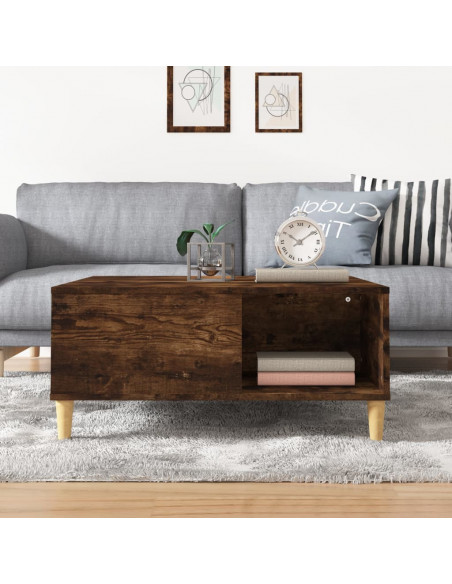 Tavolino da Salotto Rovere Fumo 80x80x36,5 cm Legno Multistrato