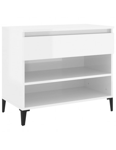 Scarpiera Bianco Lucido 70x36x60 cm in Legno Multistrato