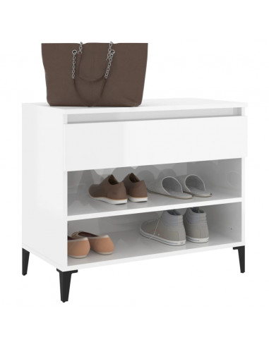 Scarpiera Bianco Lucido 70x36x60 cm in Legno Multistrato