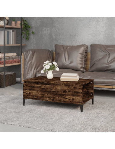 Tavolino da Salotto Rovere Fumo 90x50x36,5 cm Legno Multistrato