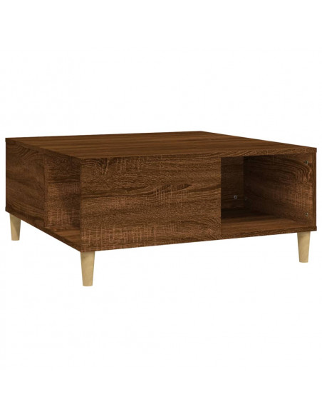 Tavolino Salotto Rovere Marrone 80x80x36,5 cm Legno Multistrato