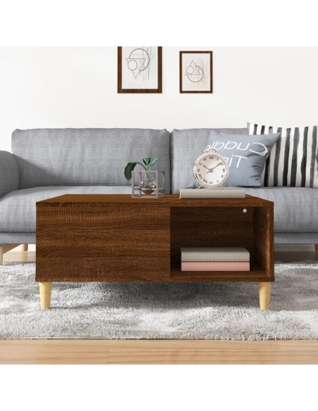 Tavolino Salotto Rovere Marrone 80x80x36,5 cm Legno Multistrato
