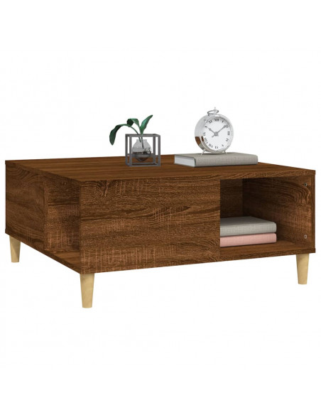 Tavolino Salotto Rovere Marrone 80x80x36,5 cm Legno Multistrato
