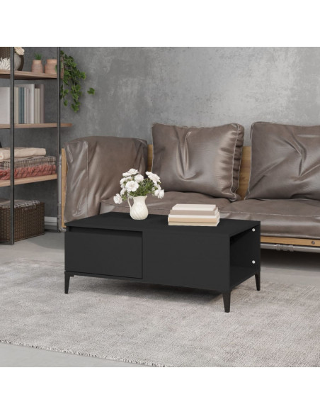 Tavolino da Salotto Nero 90x50x36,5 cm in Legno Multistrato