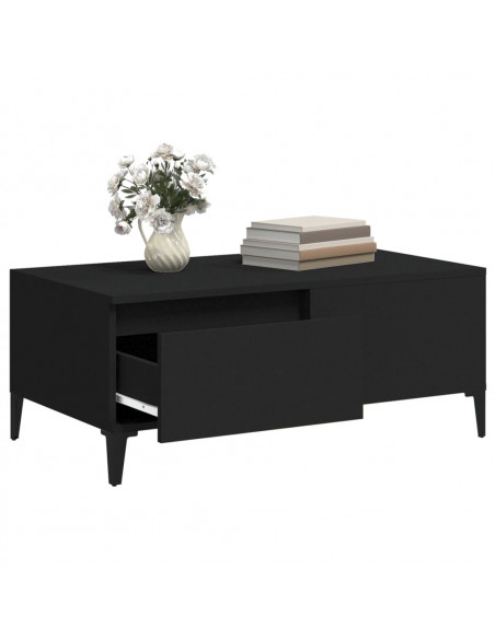 Tavolino da Salotto Nero 90x50x36,5 cm in Legno Multistrato