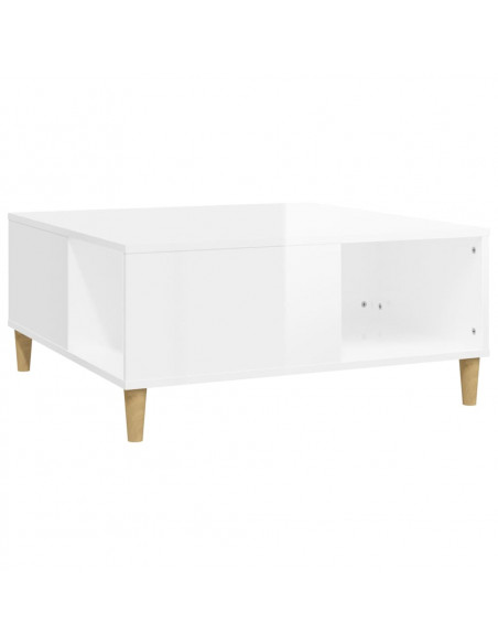 Tavolino Salotto Bianco Lucido 80x80x36,5 cm Legno Multistrato