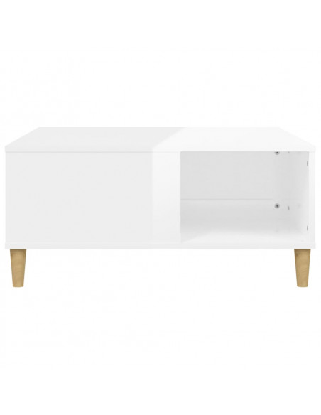 Tavolino Salotto Bianco Lucido 80x80x36,5 cm Legno Multistrato