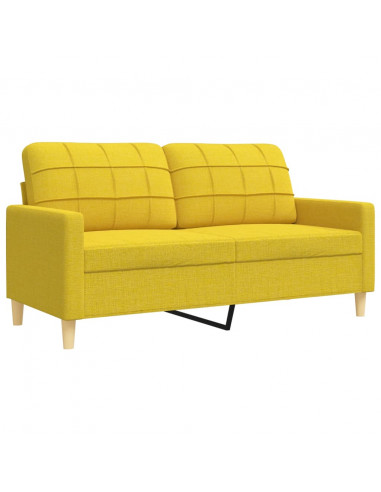 Set di Divani 2 pz con Cuscini Giallo Chiaro in Tessuto