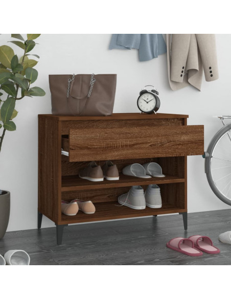Scarpiera Rovere Marrone 70x36x60 cm in Legno Multistrato