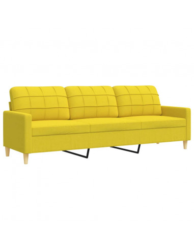 Set di Divani 2 pz con Cuscini Giallo Chiaro in Tessuto