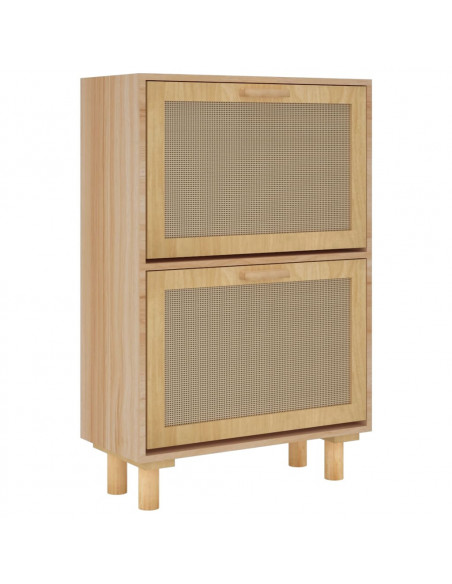 Scarpiera Marrone52x25x80cm Legno Multistrato e Rattan Naturale