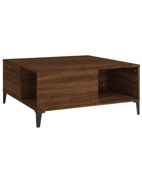 Tavolino Salotto Rovere Marrone 80x80x36,5 cm Legno Multistrato