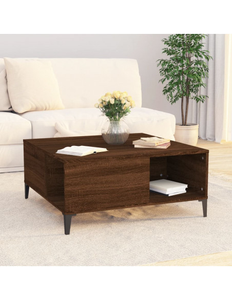 Tavolino Salotto Rovere Marrone 80x80x36,5 cm Legno Multistrato