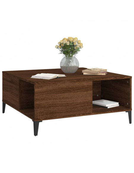 Tavolino Salotto Rovere Marrone 80x80x36,5 cm Legno Multistrato