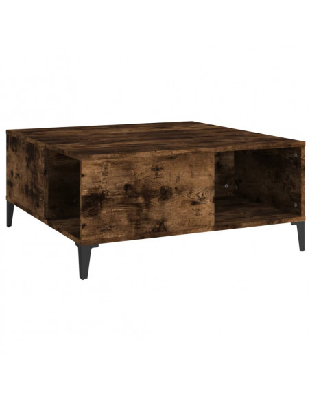 Tavolino da Salotto Rovere Fumo 80x80x36,5 cm Legno Multistrato