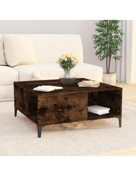 Tavolino da Salotto Rovere Fumo 80x80x36,5 cm Legno Multistrato