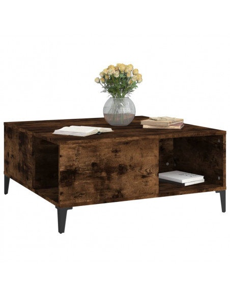 Tavolino da Salotto Rovere Fumo 80x80x36,5 cm Legno Multistrato