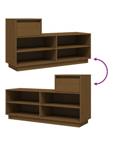 Scarpiera Miele 110x34x61 cm in Legno Massello di Pino