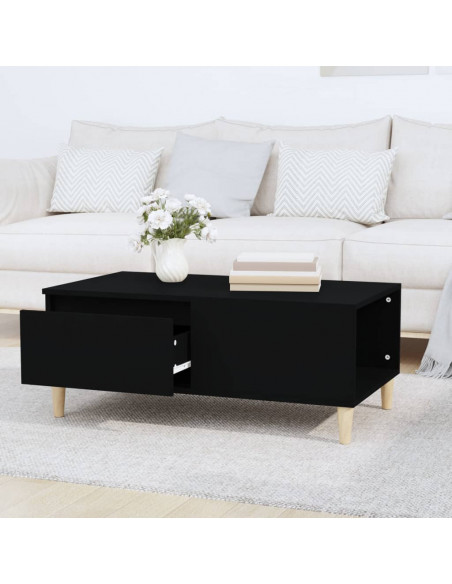 Tavolino da Salotto Nero 90x50x36,5 cm in Legno Multistrato