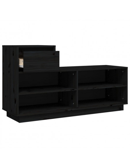 Scarpiera Nera 110x34x61 cm in Legno Massello di Pino
