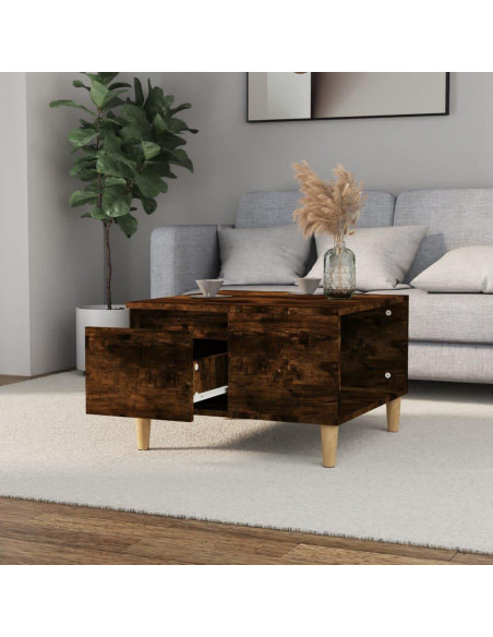 Tavolino da Salotto Rovere Fumo 55x55x36,5 cm Legno Multistrato