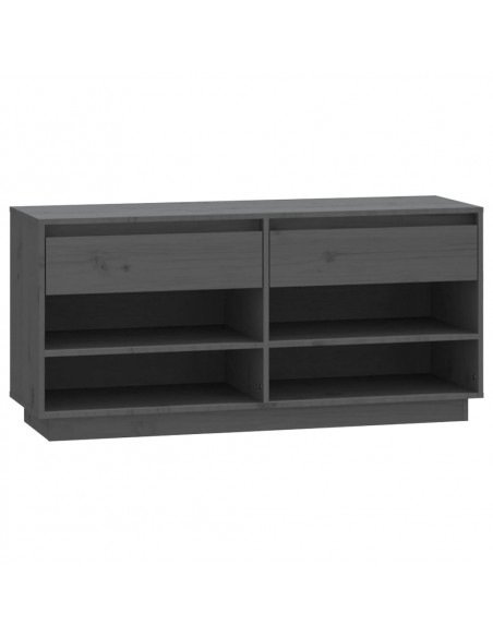 Scarpiera Grigia 110x34x52 cm in Legno Massello di Pino
