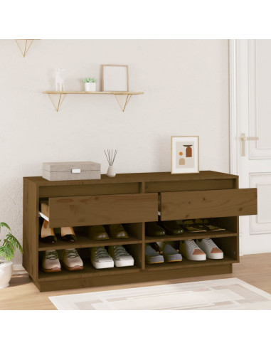 Scarpiera Miele 110x34x52 cm in Legno Massello di Pino