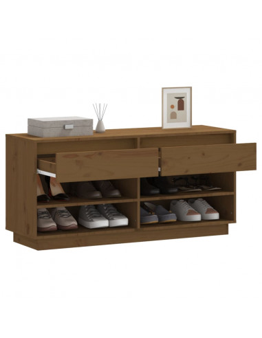 Scarpiera Miele 110x34x52 cm in Legno Massello di Pino