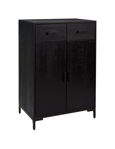 Scarpiera Nera 75x40x110 cm in Legno Massello di Pino