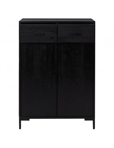 Scarpiera Nera 75x40x110 cm in Legno Massello di Pino