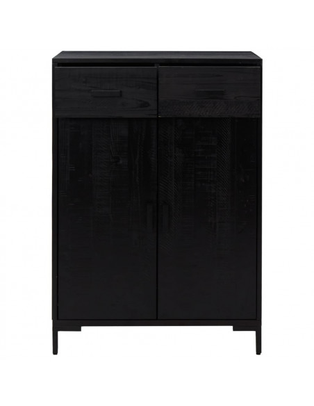 Scarpiera Nera 75x40x110 cm in Legno Massello di Pino