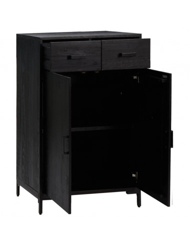 Scarpiera Nera 75x40x110 cm in Legno Massello di Pino