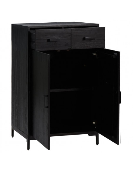 Scarpiera Nera 75x40x110 cm in Legno Massello di Pino