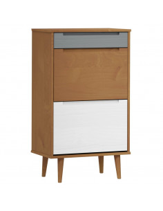 Scarpiera MOLDE Marrone 59,5x35x103cm in Legno Massello di Pino 2