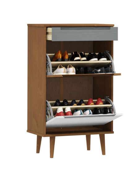 Scarpiera MOLDE Marrone 59,5x35x103cm in Legno Massello di Pino