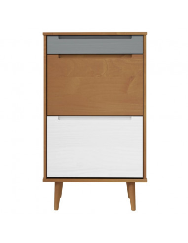 Scarpiera MOLDE Marrone 59,5x35x103cm in Legno Massello di Pino