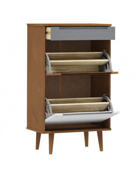 Scarpiera MOLDE Marrone 59,5x35x103cm in Legno Massello di Pino