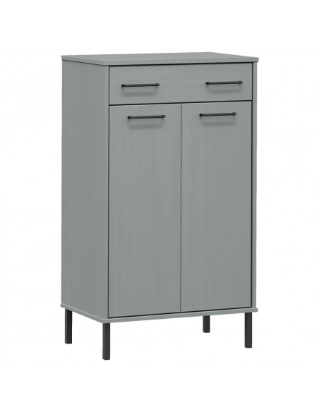 Scarpiera con Gambe Metallo Grigio Legno Massello di Pino OSLO