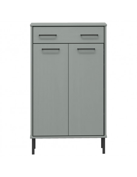 Scarpiera con Gambe Metallo Grigio Legno Massello di Pino OSLO