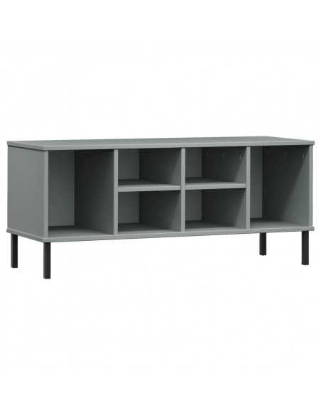 Scarpiera Gambe Metallo Grigio 106x35x45cm Legno Massello OSLO