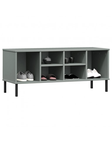 Scarpiera Gambe Metallo Grigio 106x35x45cm Legno Massello OSLO