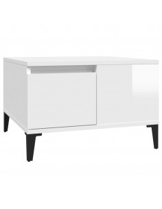 Tavolino Salotto Bianco Lucido 55x55x36,5 cm Legno Multistrato 2