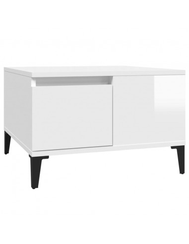 Tavolino Salotto Bianco Lucido 55x55x36,5 cm Legno Multistrato