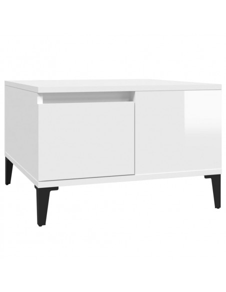 Tavolino Salotto Bianco Lucido 55x55x36,5 cm Legno Multistrato