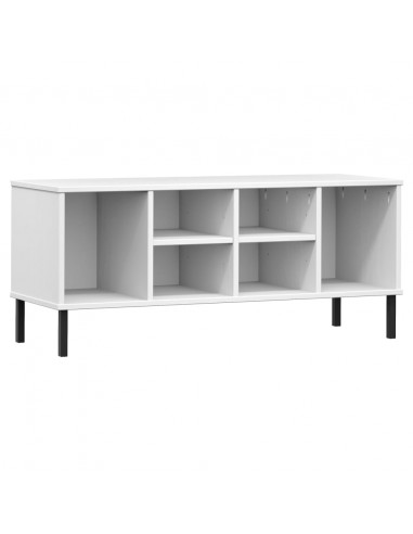 Scarpiera Gambe Metallo Bianco 106x35x45cm Legno Massello OSLO
