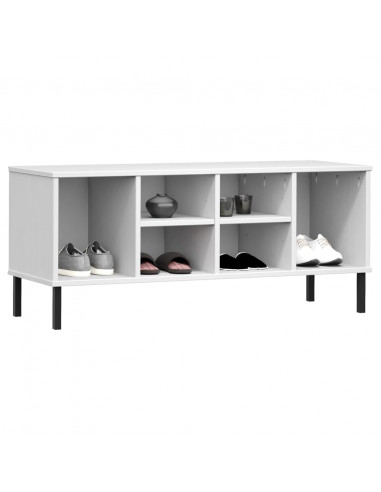 Scarpiera Gambe Metallo Bianco 106x35x45cm Legno Massello OSLO