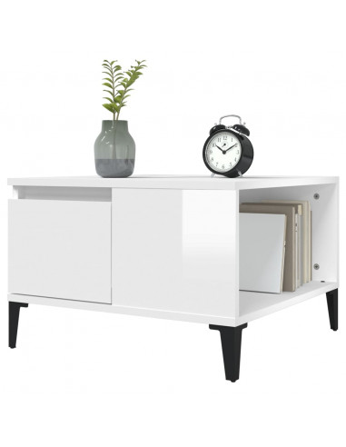 Tavolino Salotto Bianco Lucido 55x55x36,5 cm Legno Multistrato