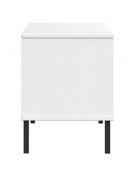 Scarpiera Gambe Metallo Bianco 106x35x45cm Legno Massello OSLO