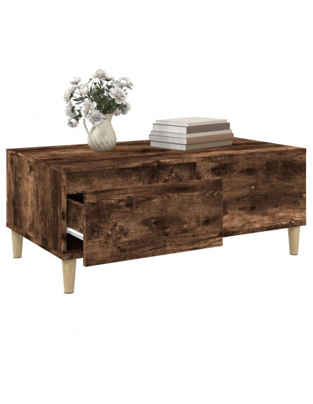 Tavolino da Salotto Rovere Fumo 90x50x36,5 cm Legno Multistrato